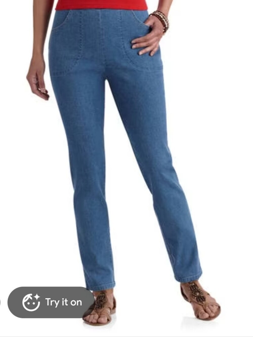 90s Core Straight Leg Pull On White Stag Classic High-Rise Blue Womens Jeans Y2k